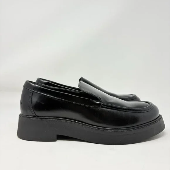 Anthropologie Maeve Classic Leather Loafers Black Size 38/7-7.5